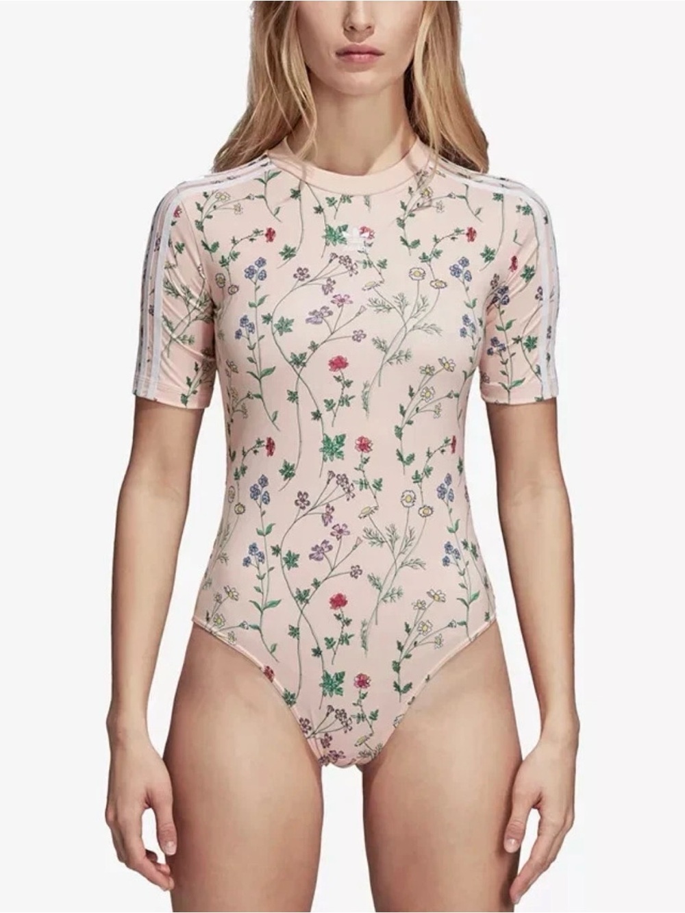 Adidas Pink Floral Bodysuit Size Large SS 2018 Valentine Collection